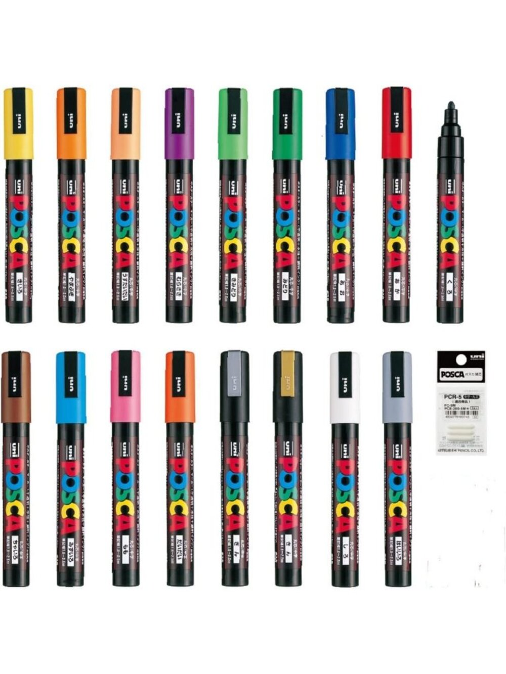 17 Color Fine Point Acrylic Paint Pens for Rock, Fabric, Glass & Metal Art